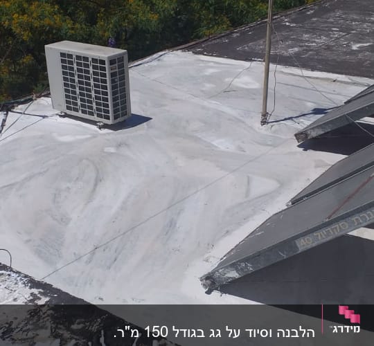 גג אטום בלבן עם מטאטא וחוטים